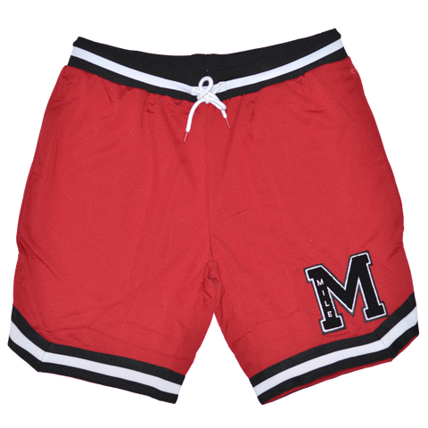 Chenille varsity patch jersey shorts - red