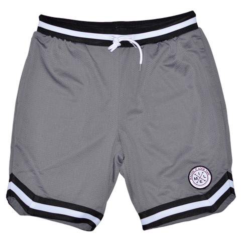 Embroidered patch jersey shorts - gray