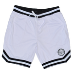 Embroidered patch jersey shorts - white