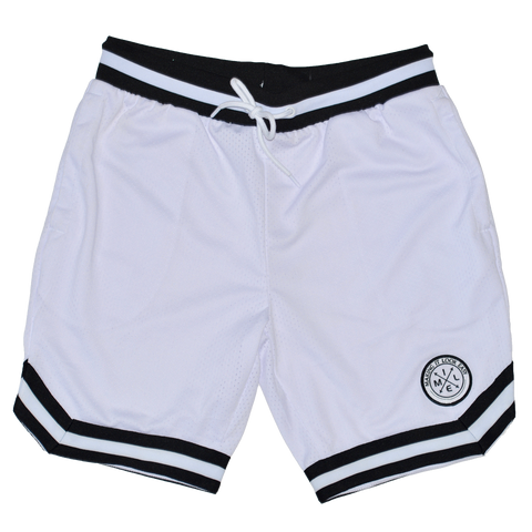 Embroidered patch jersey shorts - white