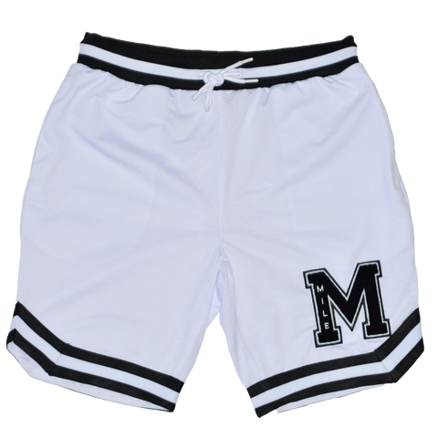 Chenille varsity patch jersey shorts - white